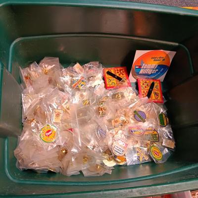 MANY NEW SAFETY PINS MAINLY FROM PIZZA HUT