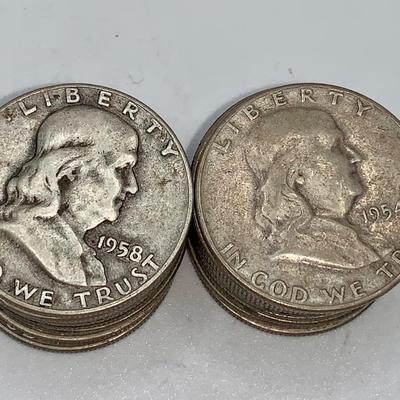 Lot of 20 Unsearched 1948-63 Franklin Half Dollars