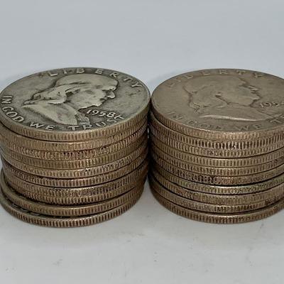 Lot of 20 Unsearched 1948-63 Franklin Half Dollars