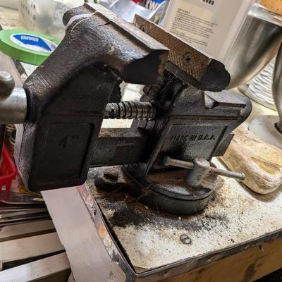 Vintage Sears 4" Swivel Bench Vise, Made in USA