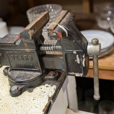 Vintage Sears 4" Swivel Bench Vise, Made in USA