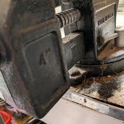 Vintage Sears 4" Swivel Bench Vise, Made in USA