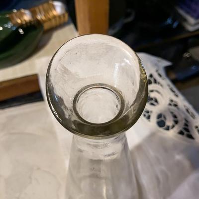 Vintage Clear Glass Decanter Bottle With Flying Geese & Duck Design