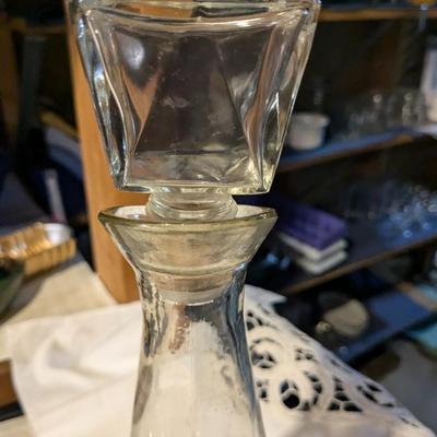 Vintage Clear Glass Decanter Bottle With Flying Geese & Duck Design