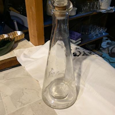 Vintage Clear Glass Decanter Bottle With Flying Geese & Duck Design
