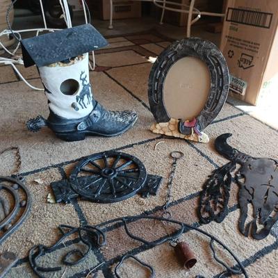 BOOT BIRDHOUSE AND METAL ART