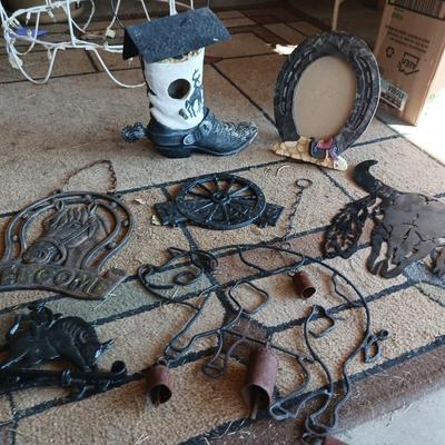 BOOT BIRDHOUSE AND METAL ART