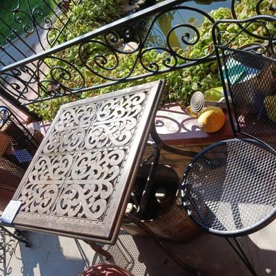 METAL TABLE WITH 2 IRON CHAIRS