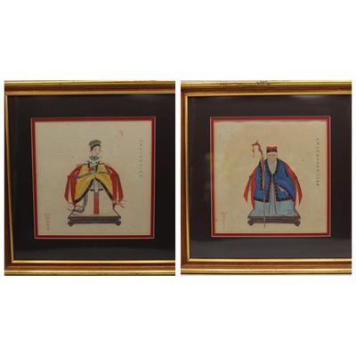 Vintage Chinese Ancestor Portraits - A Pair