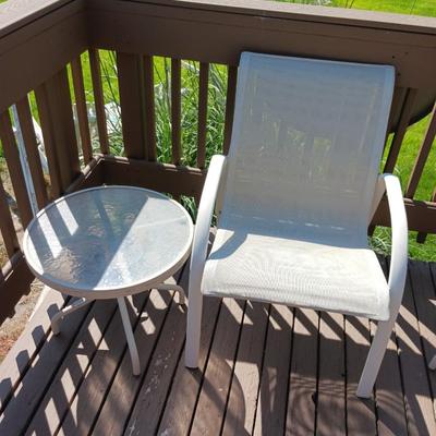 PATIO CHAIR AND SIDE TABLE