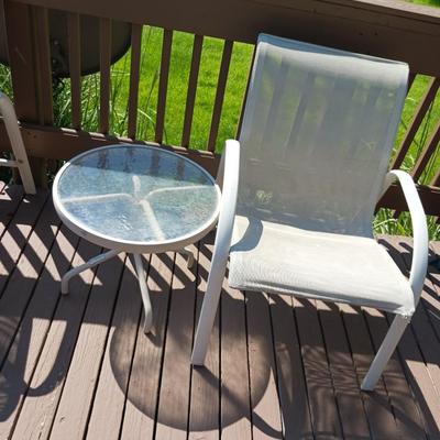 PATIO CHAIR AND SIDE TABLE
