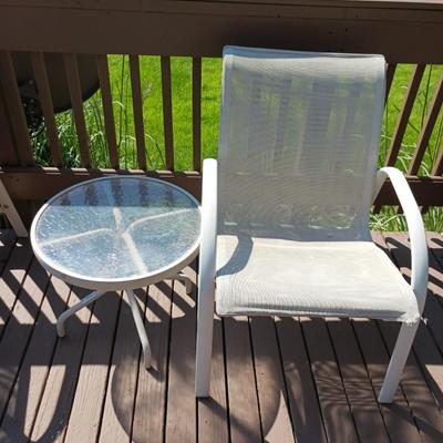 PATIO CHAIR AND SIDE TABLE