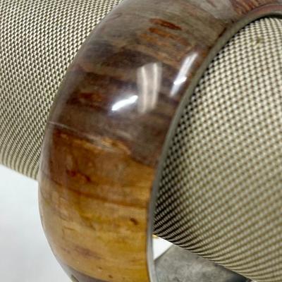 Wood and Metal Band Bangle Bracelet