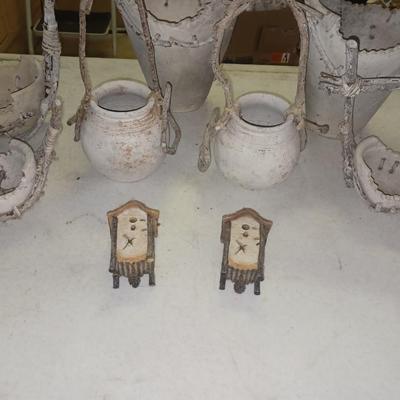 CLAY POTS WITH TWIG HANDLES AND ACCENTS