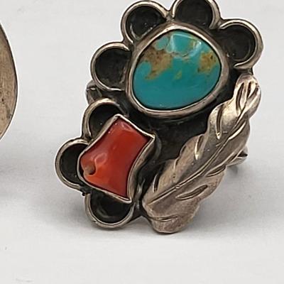 Two Vintage Silver & Stone Rings