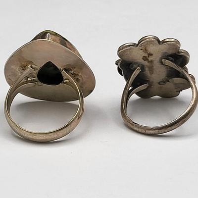 Two Vintage Silver & Stone Rings