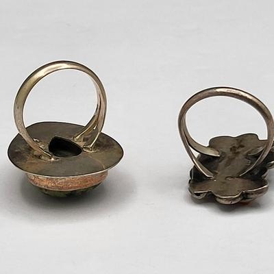 Two Vintage Silver & Stone Rings