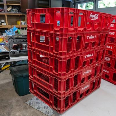 Set of 5 COCA COLA STACKABLE RED PLASTIC CRATE BOTTLE CARRIER CASE