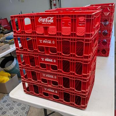 Set of 5 COCA COLA STACKABLE RED PLASTIC CRATE BOTTLE CARRIER CASE