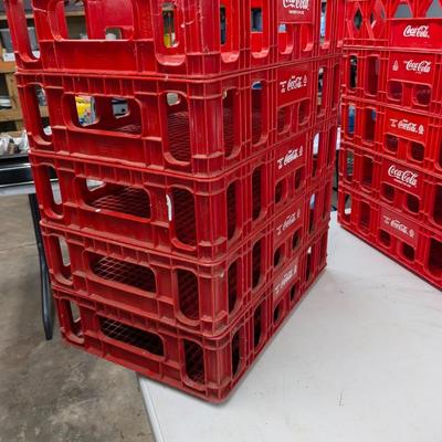 Set of 5 COCA COLA STACKABLE RED PLASTIC CRATE BOTTLE CARRIER CASE