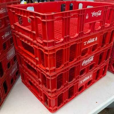 Set of 4 COCA COLA STACKABLE RED PLASTIC CRATE BOTTLE CARRIER CASE