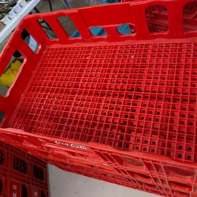 Set of 4 COCA COLA STACKABLE RED PLASTIC CRATE BOTTLE CARRIER CASE