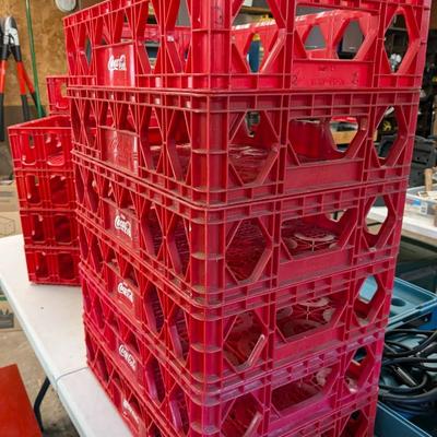 Set of 6 COCA COLA STACKABLE RED PLASTIC CRATE BOTTLE CARRIER CASE