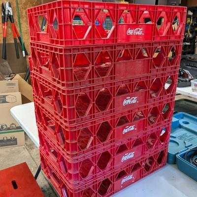 Set of 6 COCA COLA STACKABLE RED PLASTIC CRATE BOTTLE CARRIER CASE
