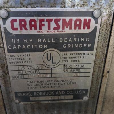 Vintage Solid Built Craftsman Dual Bench Grinder
