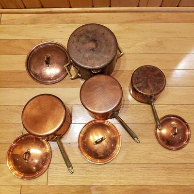 Paul Revere/Chantel Copper Pots w/Lids, Bowl, Tea Kettle and More (LLR-KD)
