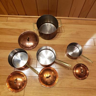Paul Revere/Chantel Copper Pots w/Lids, Bowl, Tea Kettle and More (LLR-KD)