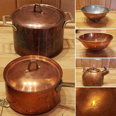 Paul Revere/Chantel Copper Pots w/Lids, Bowl, Tea Kettle and More (LLR-KD)
