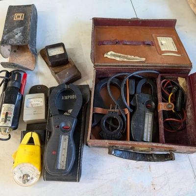Lot of Vintage Volt & Amp Meter Clamp Readers, Etc