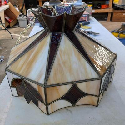 Well Constructed Tiffany Style Stained Glass Chandelier