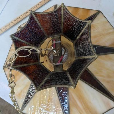 Well Constructed Tiffany Style Stained Glass Chandelier
