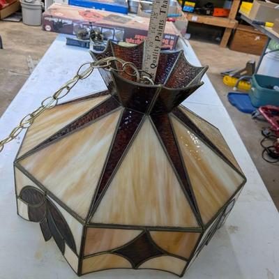 Well Constructed Tiffany Style Stained Glass Chandelier