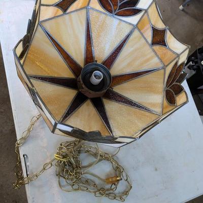 Well Constructed Tiffany Style Stained Glass Chandelier