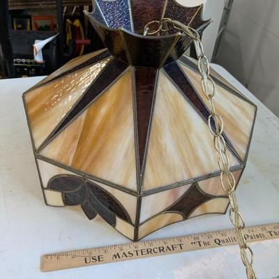 Well Constructed Tiffany Style Stained Glass Chandelier