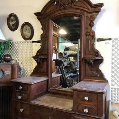 Renaissance Marble top step down dresser