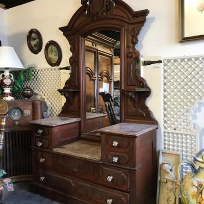 Renaissance Marble top step down dresser
