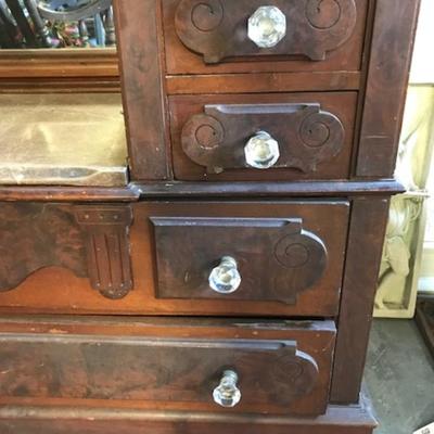 Renaissance Marble top step down dresser