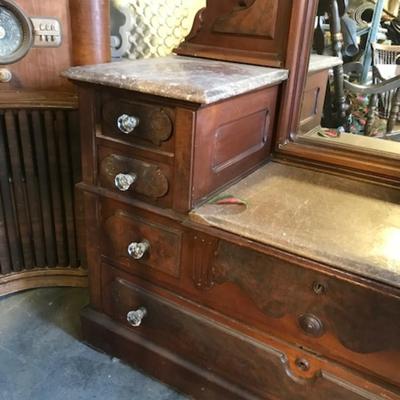 Renaissance Marble top step down dresser
