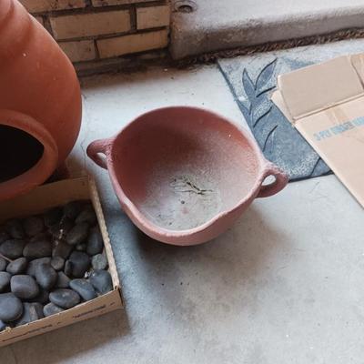 TERRA COTTA CHIMENEAS, DOUBLE SPOUT CONTAINER, CLAY BOWL