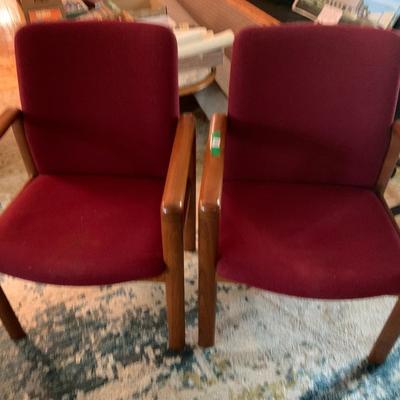 PAIR MCM Teak Arm Chairs - Dining Office Living Room