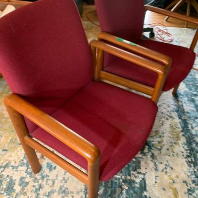 PAIR MCM Teak Arm Chairs - Dining Office Living Room