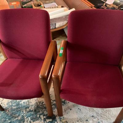 PAIR MCM Teak Arm Chairs - Dining Office Living Room