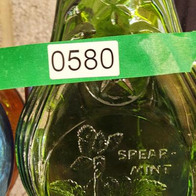 Collection Colored Bottles Herbs Spices
