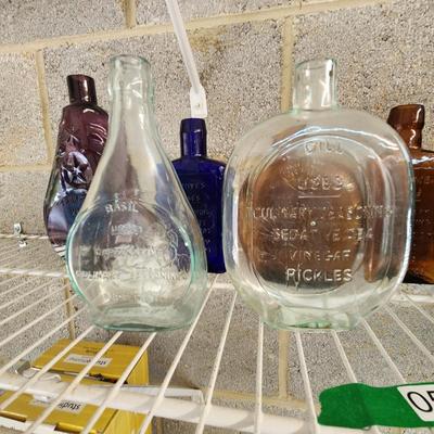 Collection Colored Bottles Herbs Spices