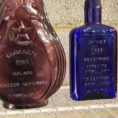 Collection Colored Bottles Herbs Spices