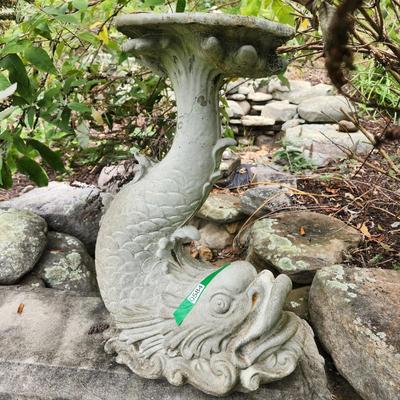Large Heavy Concrete Fish Plant Stand Yard Art